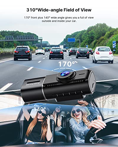 Cámara dual frontal e interna para auto, 1080p, cámara infra