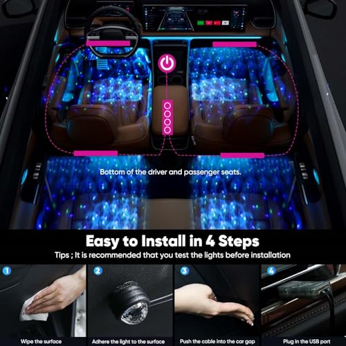 Luces interiores LED para automóvil, iluminación ambiental R