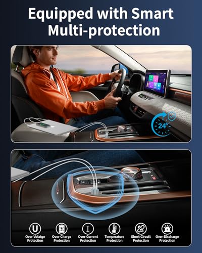 Cargador de coche USB C de 72 W, adaptador para encendedor d