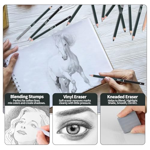 CXGFVRE - Juego de 19 lápices de dibujo y boceto, juego de l