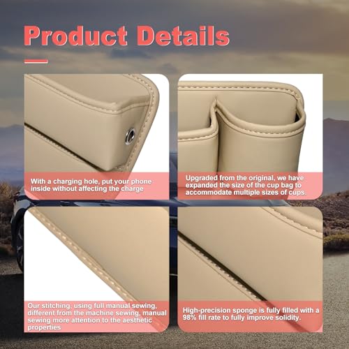 Portavasos de cuero para automóvil, bolsa de huecos para asi