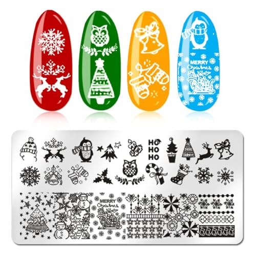 Juego de 6 sellos de uñas de Navidad de acero inoxidable, pl