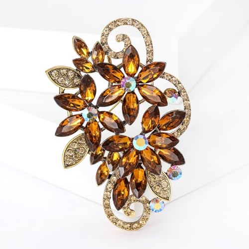 YOQUCOL Broche de cristal austriaco rojo vintage con forma d
