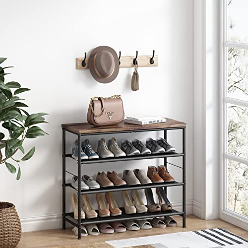 Zapatero organizador de 4 niveles de metal con tablero indus