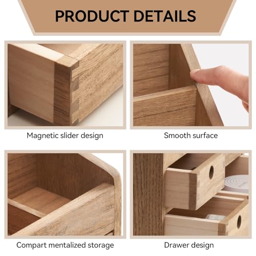 KIRIGEN Wood Makeup Organizer Storage Cabinet Tabletop Cosme