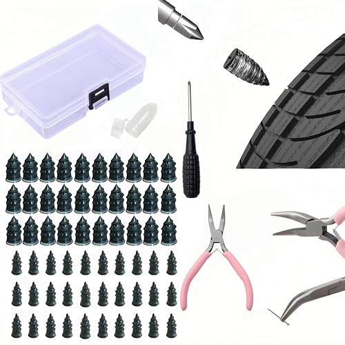 Kit de reparación de neumáticos, 40 piezas de clavos de goma