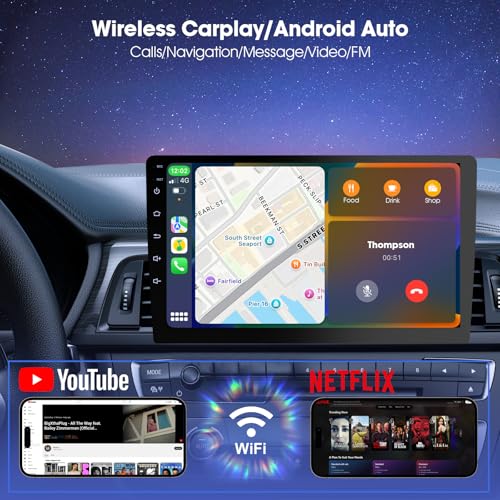 9 Inch Wireless Carplay Screen for Car,Double Din Car Audio