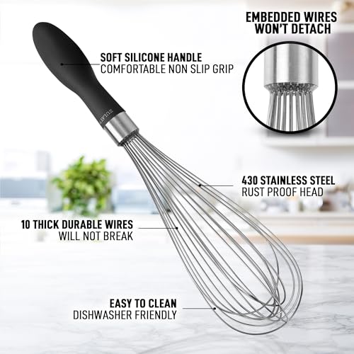 Zulay Kitchen Batidor de globo de acero inoxidable de 11 pul