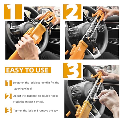 Cerradura de volante para automóvil, longitud ajustable, uni