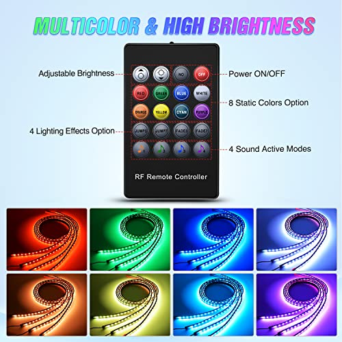 Nilight 4 tiras de luces de neón para automóvil, 252 luces L