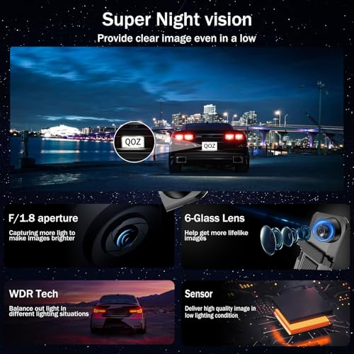 Cámara de tablero de espejo para coche Dual Dashcam 4K front