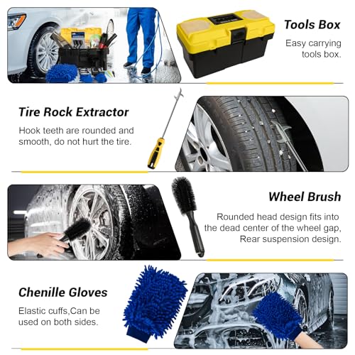 Kit de 37 piezas de detalles para automóvil, kit de limpieza