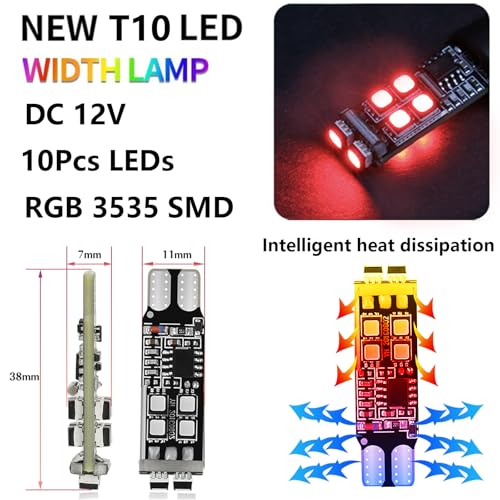 Bombilla LED T10 RGB de ancho de luz 194 168 w5w 2825 luz de
