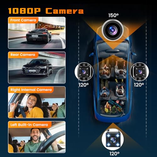 Hikity Cámara de tablero de 4 canales para automóvil, visión