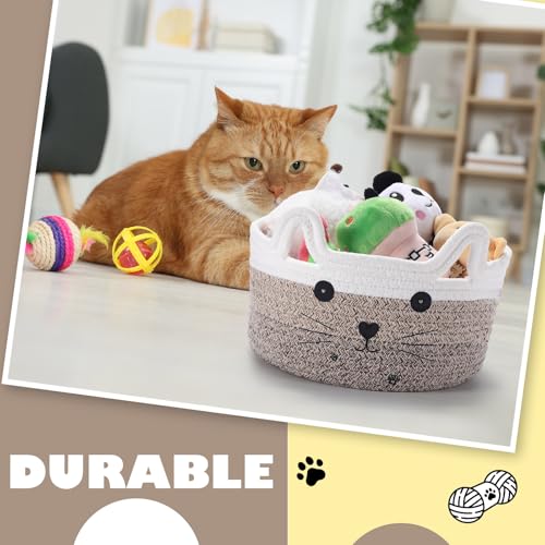 Zopeal Cesta de almacenamiento para gatos, organizador tejido con orej