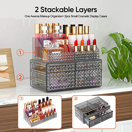 Paquete de 2 organizadores de maquillaje apilables con cajon