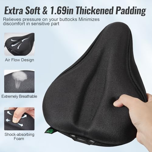 Zacro Cojín ancho para asiento de bicicleta – Funda acolchad