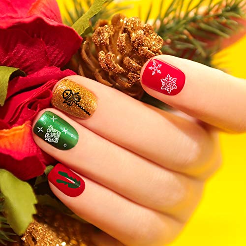 6 placas de sello de uñas navideñas - Plantillas de patrón d