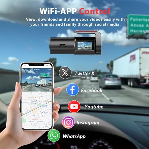 Cámara de tablero 1080P WiFi para automóvil, cámara frontal