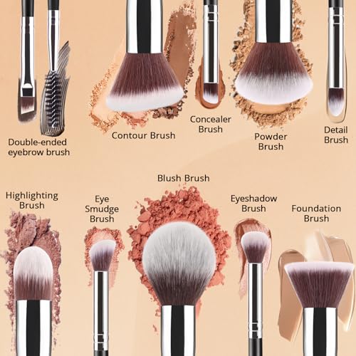 BEAKEY Juegos de brochas de maquillaje, juegos de brochas co