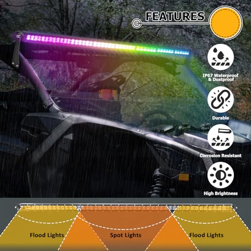 WeiSen Barra de luz LED recta RGBW de 50 pulgadas con arnés