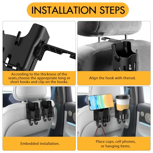 2 portavasos para automóvil, ganchos de asiento de automóvil