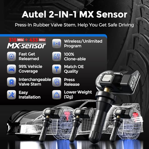 Autel Sensores TPMS MX-Sensor, 315 MHz y 433 MHz Sensor TPMS