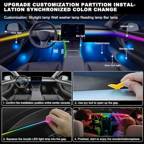Tesla Model 3/Y/S/X Dreamcolor - Tira de luz LED de acrílico