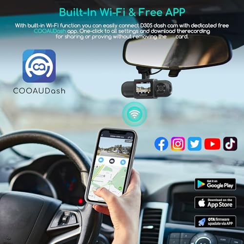 Cámara de salpicadero Wi-Fi integrada de 1080P FHD con GPS,