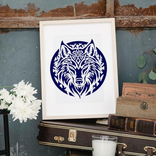 MAYJOYDIY Plantilla de dibujo de lobo poderoso de 11.8 x 11.
