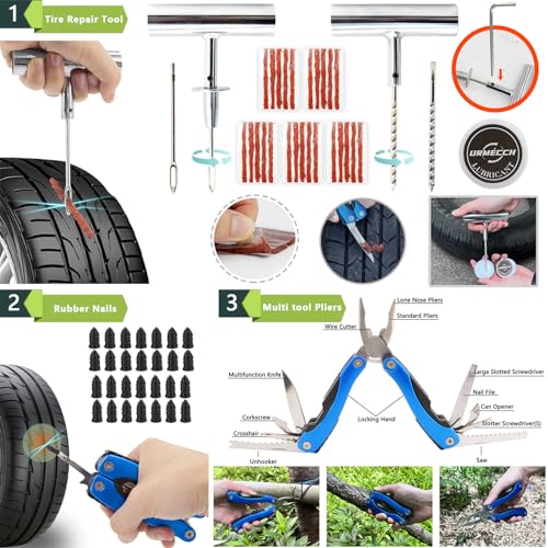 Kit de herramientas de reparación de neumáticos y almohadill