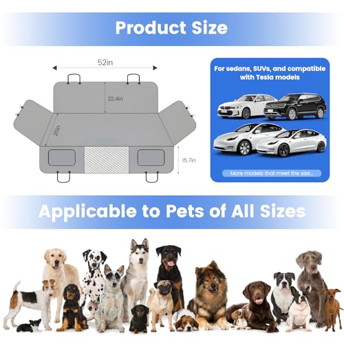 mucar Extensor de asiento trasero para perros, funda de asie