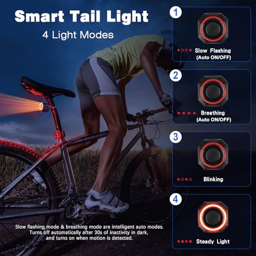 WSDCAM Luz trasera inteligente para bicicleta, luz de freno