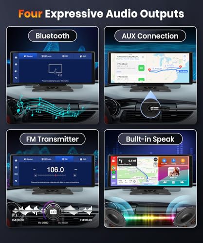 Podofo Pantalla Carplay inalámbrica de 10.26 pulgadas para c