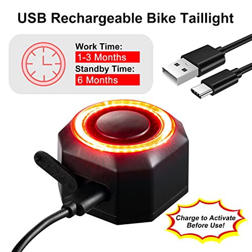 Antfire Alarma de bicicleta de 110 dB con luz trasera inteli