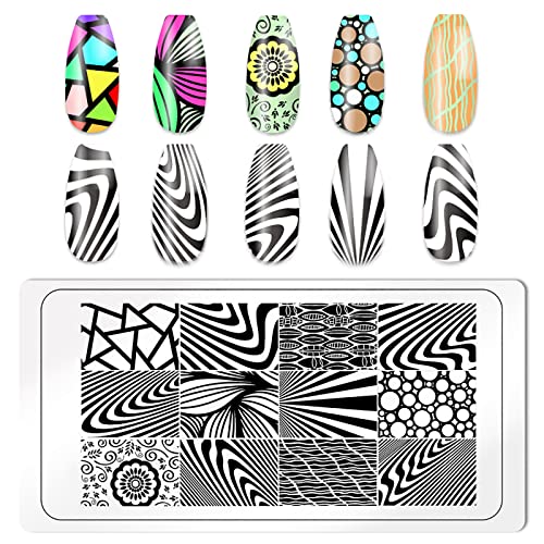 KAAGEE Juego de 5 placas de estampado de arte de uñas geomét