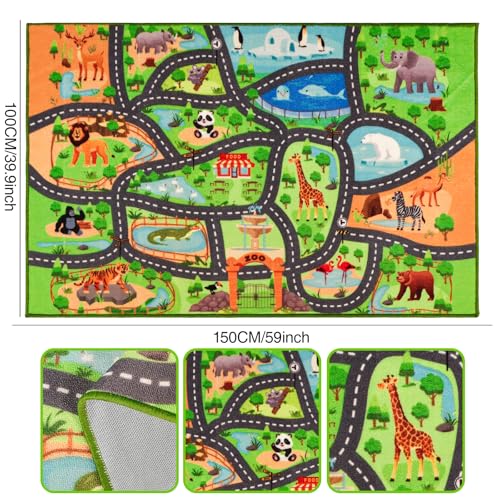 Alfombra de juegos para niños, 59 x 39.4 pulgadas, mapa de r