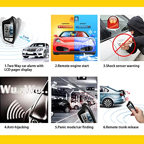 Sistema de alarma de coche LCD de 2 vías de seguridad con si