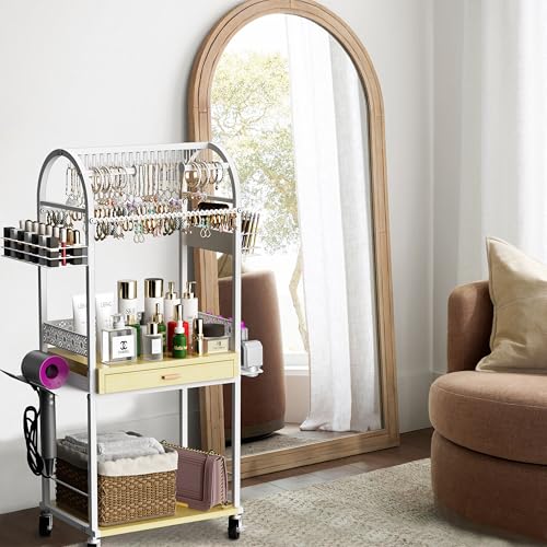 Xubialo Carrito organizador de maquillaje con cajón de mader
