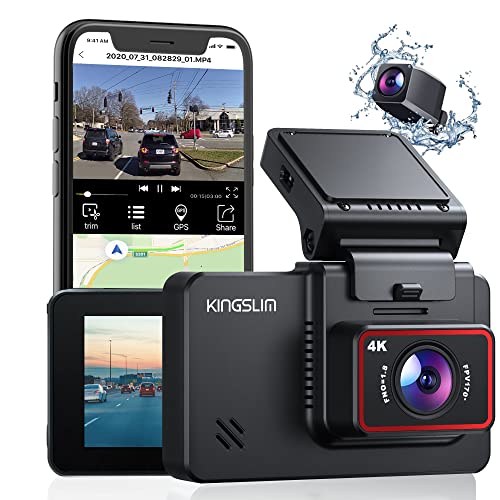 Kingslim D4 Dual Dash Cam con GPS WiFi integrado, frontal 4K