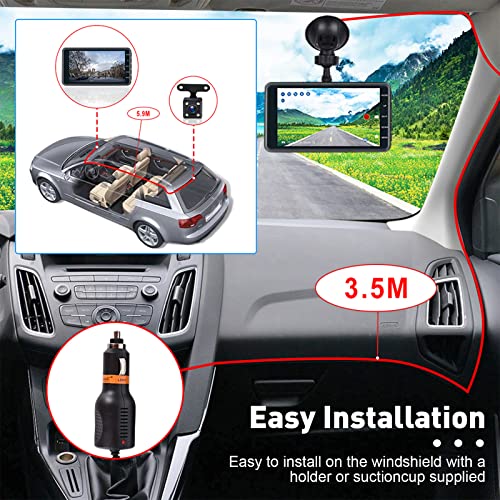 Roinvou Cámara de tablero dual vista frontal y trasera, pant