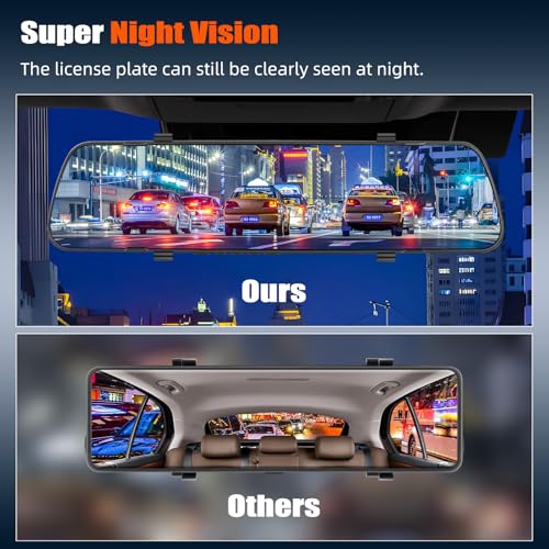 Espejo Dash Cam de 4 pulgadas, espejo retrovisor 1080P cámar