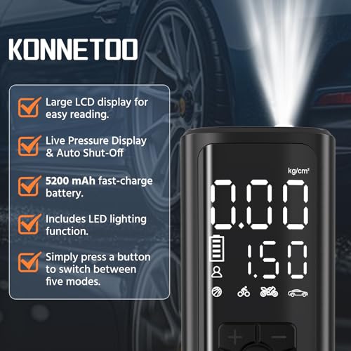KONNETOO Inflator Portable Air Compressor - Air Pump for Car