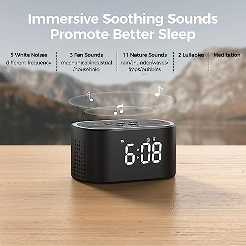 REACHER Reloj despertador digital y máquina de sonido de ruido blanco,