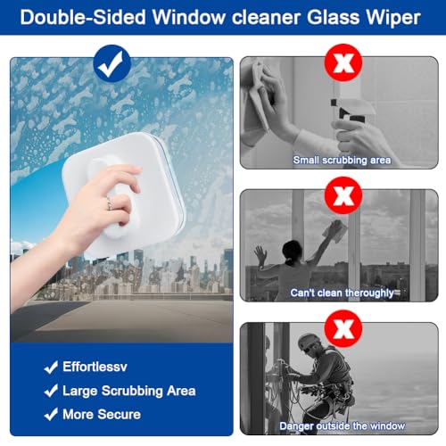 zxbaers Magnetic Windshield Cleaner Tool, Double-Sided Windo