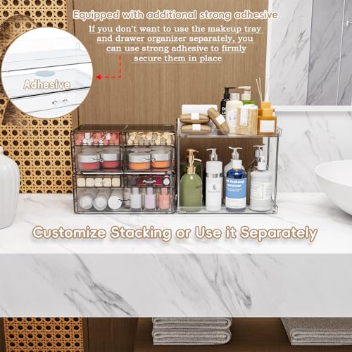 Estante organizador de encimera de baño de 3 niveles y 6 caj