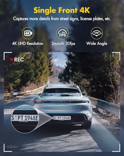 2560 x 1440P QHD Dash Cam, control de aplicación, grabación