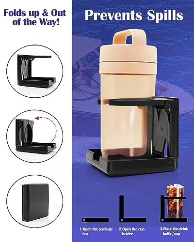 Portavasos plegable negro para barco, montado en la pared, a