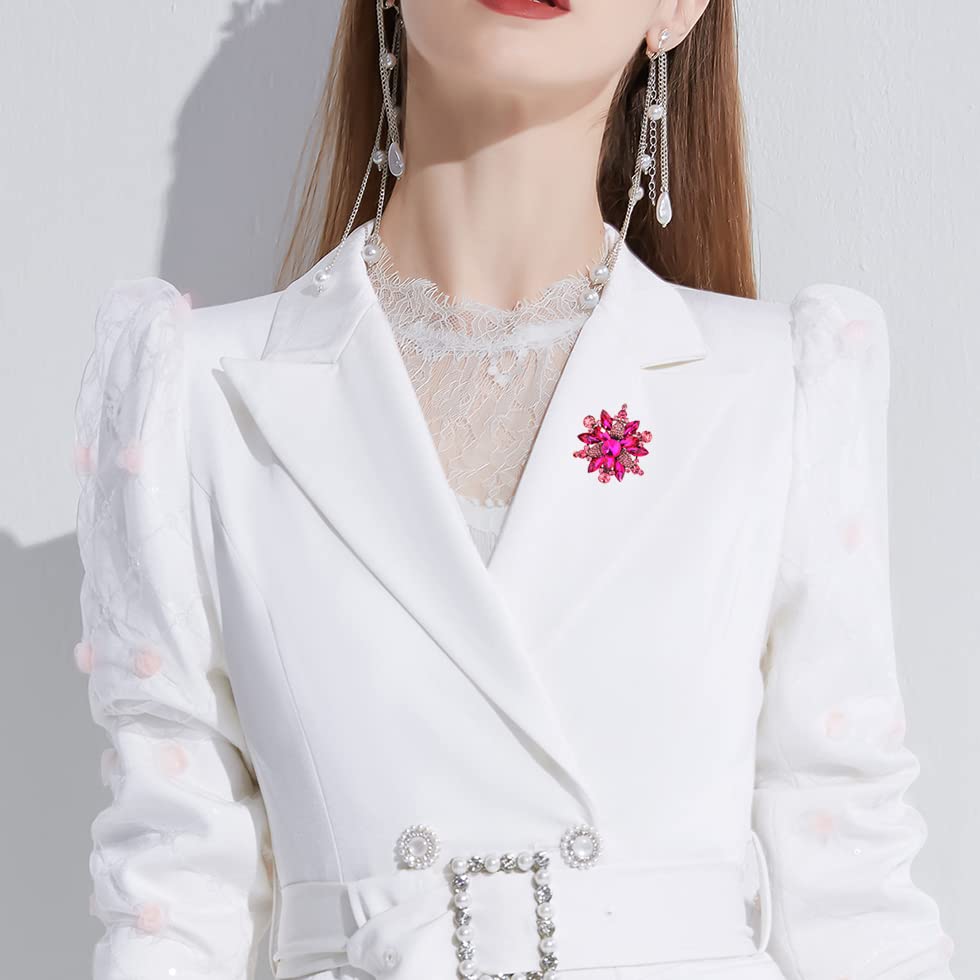 YOQUCOL Broche con forma de flor de diamantes de imitación d