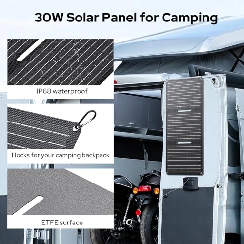 Cargador de panel solar portátil de 30 W, panel monocristali